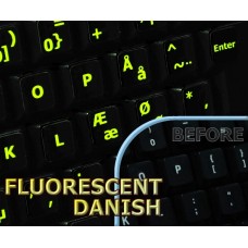 Glowing fluorescent Danish keyboard stickers