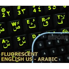 Glowing fluorescent Arabic English keyboard stickers