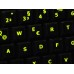 Glowing fluorescent German keyboard stickers