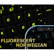 Glowing fluorescent Norwegian keyboard stickers