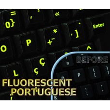 Glowing fluorescent Portuguese keyboard stickers