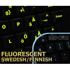Glowing fluorescent Swedish/Finnsh keyboard stickers