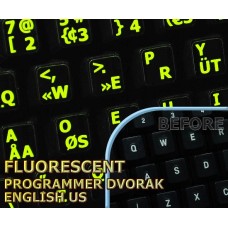 Glowing fluorescent Programmer Dvorak English keyboard stickers