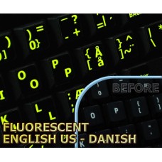 Glowing fluorescent Danish English US keyboard stickers