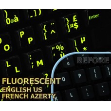 Glowing fluorescent French AZERTY  English US keyboard stickers