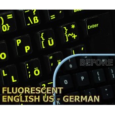 Glowing fluorescent German English US keyboard stickers