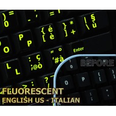 Glowing fluorescent Italian English US keyboard stickers