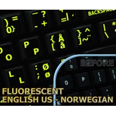 Glowing fluorescent Norwegian English US keyboard stickers