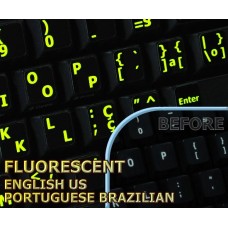 Glowing fluorescent Portuguese (Br) English US keyboard stickers