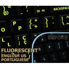 Glowing fluorescent Portuguese English US keyboard stickers