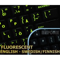 Glowing fluorescent Swedish/Finnsh - English keyboard stickers
