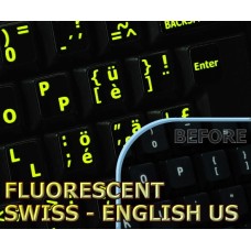 Glowing fluorescent Swiss - English keyboard stickers