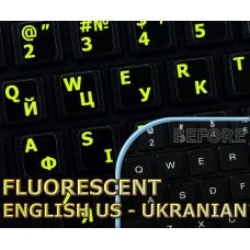 Glowing fluorescent Ukranian English US keyboard stickers
