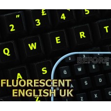 Glowing fluorescent English UK keyboard stickers