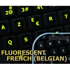 Glowing fluorescent French Belgian keyboard stickers