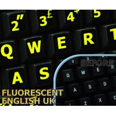 Glowing fluorescent English UK Large Letters keyboard stickers