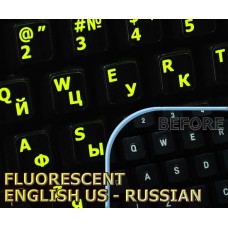 Glowing fluorescent Russian English US keyboard stickers