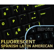 Glowing fluorescent Spanish LA keyboard stickers