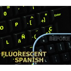 Glowing fluorescent Spanish keyboard stickers