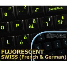 Glowing fluorescent Swiss keyboard stickers